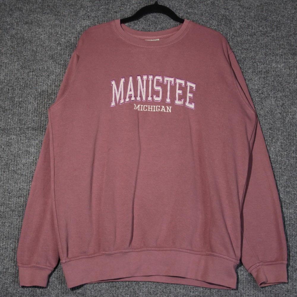 Manistee Michigan Sweatshirt Women L Pacific & Co Large College Graphic Pullover